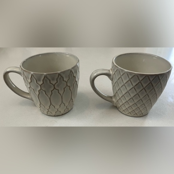 Espresso Demi tasse coffee cup Set of Two Gray Patterned ceramic cups - Picture 1 of 10